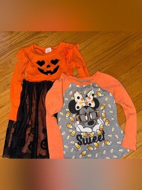Orange Jack-O'-Lantern Dress & Orange Minnie Candy Corn Tee